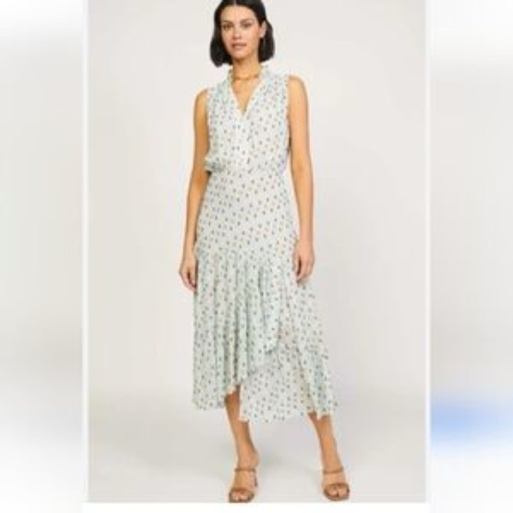 Current Air, Dotted Jacquard Midi Dress
W/Ruffled Wrap Skirt, Flowy,EuC, Size S